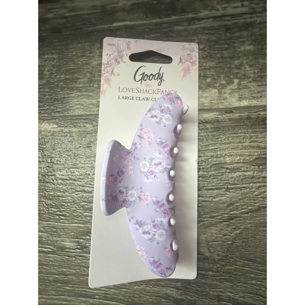 Goody LoveShackFancy 4.5in Floral Hair Claw Clip w/ Teeth Purple Floral